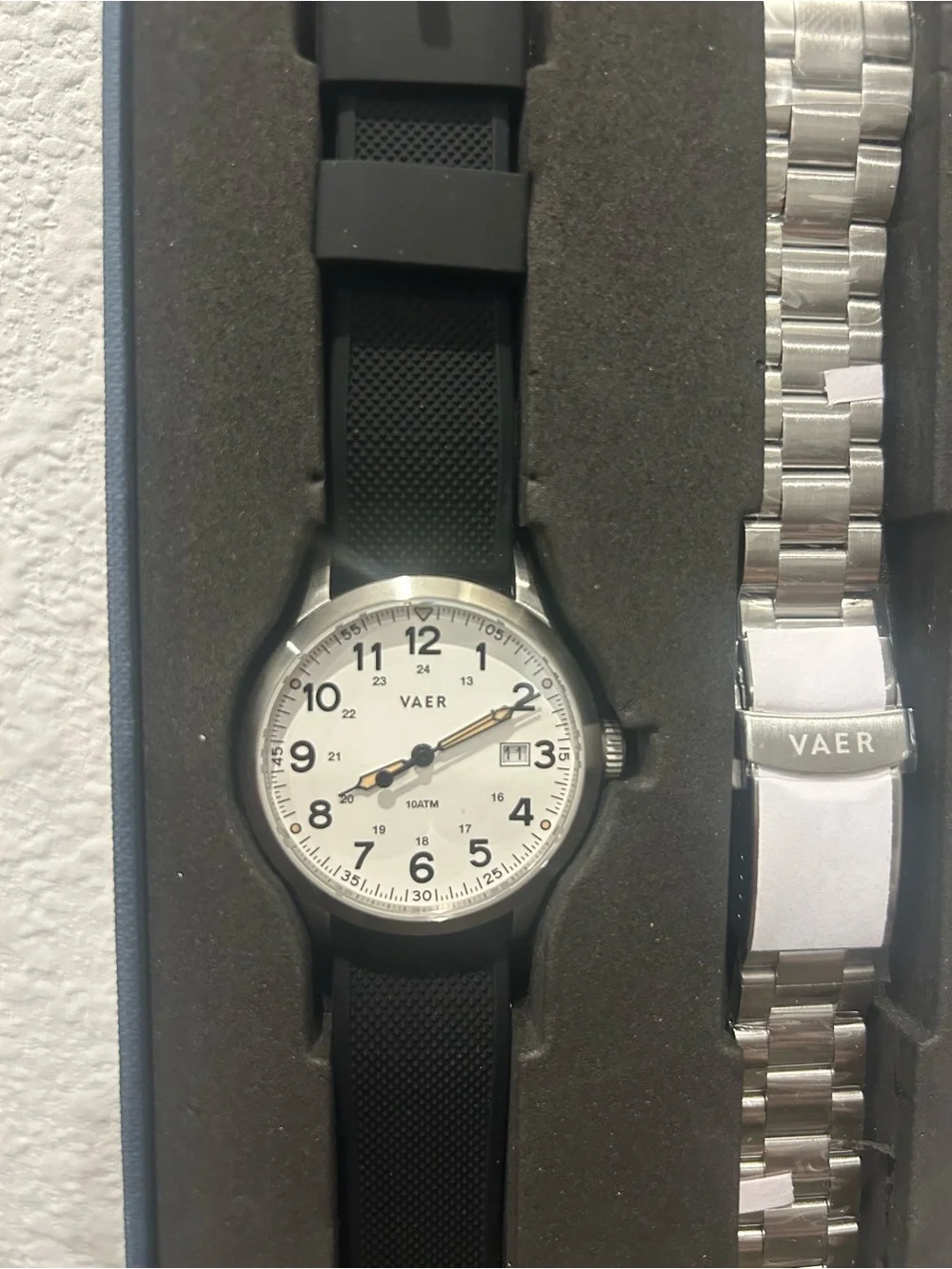 VAER S5 Calendar Field White Watch - 40mm Quartz Stainless Steel & Rubber Strap